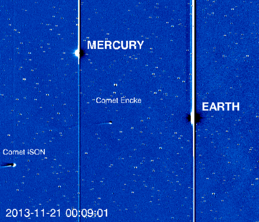 The Fashion Icon — Comet ISON makes its appearance into the high-res HI-2 camera on the STEREO-A spacecraft