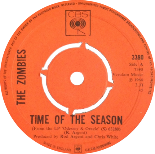 The Season — Time of the Season by The Zombies UK single side-A